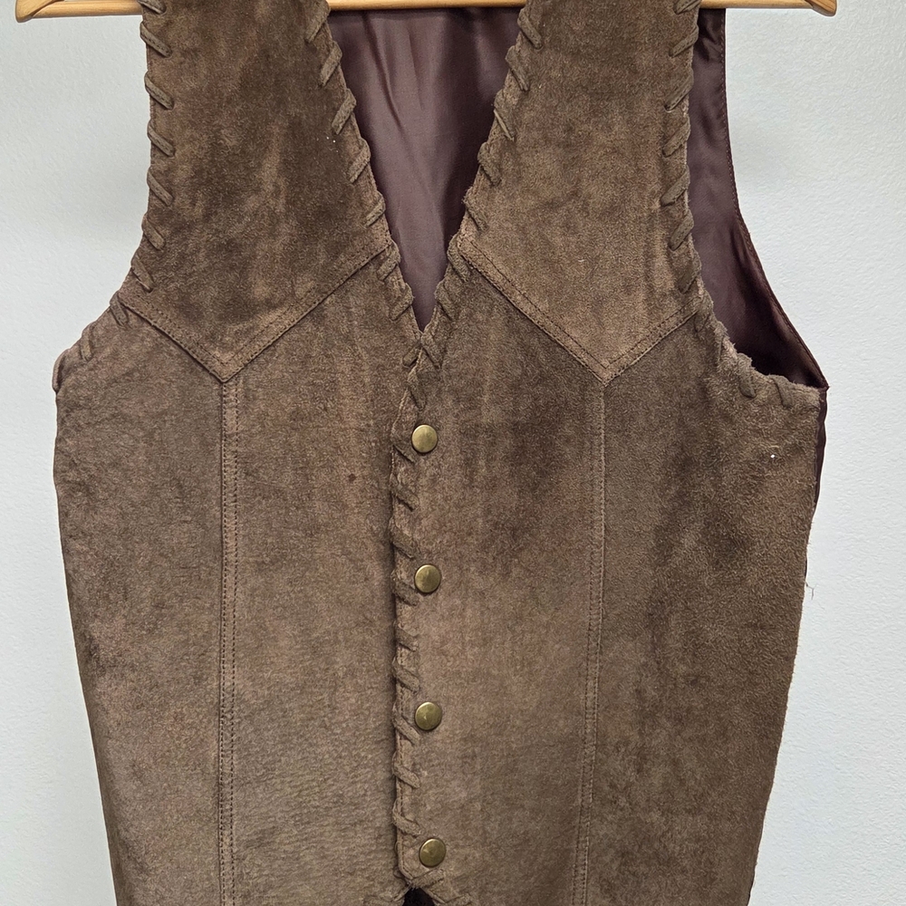 Elegant Brown Suede Vest